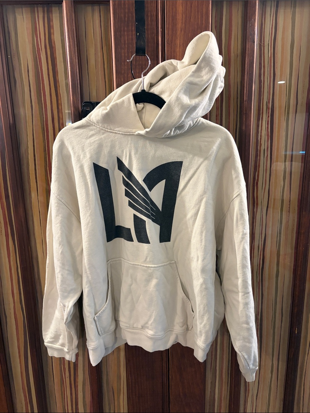 PacSun Cream Hoodie with Black LA Wing Graphic